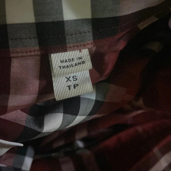 BURBERRY Red Poplin Check Short Sleeve Shirt Sz XS - Picture 10 of 10